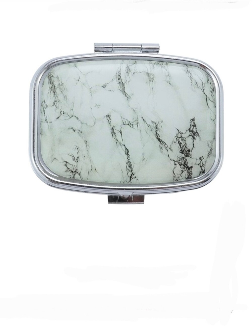2 Compartment Small Pill Case- White Marbled Design With Gold Swirl  BNIB